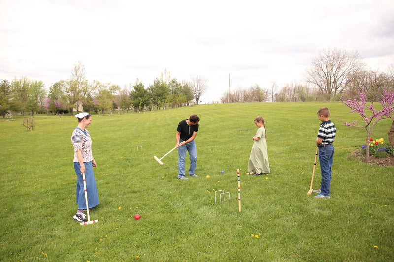 Deluxe 8-Player Croquet Game Set, Wooden Holder or Duffel Carry Bag