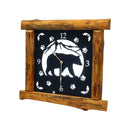 Large Rustic Wall Clock with 16" Analog Display, Pine Log Frame, Metal Wildlife Art Clock Face
