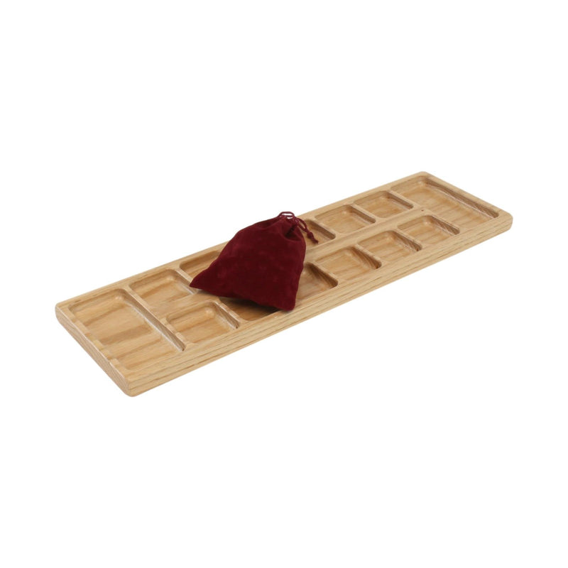 Solid Oak Wood Mancala Board Game Set With Marbles, Amish-Made