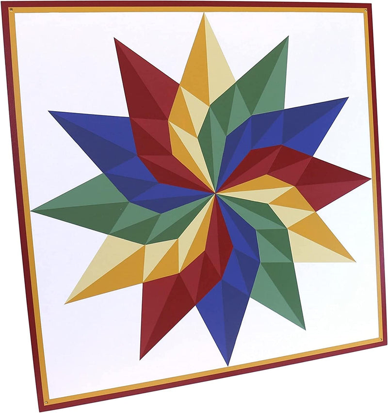 Hand-Painted Barn Quilt Sign, Dahlia "Sunburst" Design, 36" x 36"