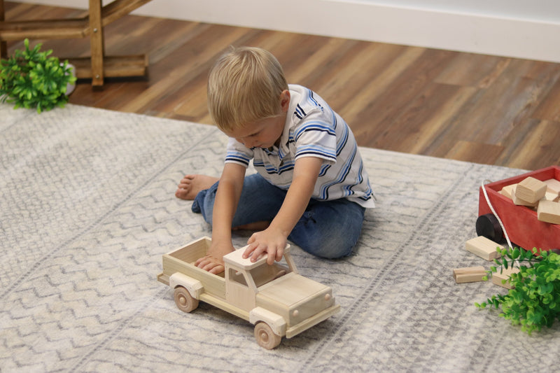 AmishToyBox.com Wooden Pickup Truck Toy with Hitch
