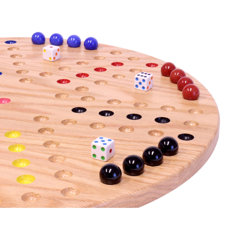 Round Aggravation Game Board Set - Solid Oak Wood - Double-Sided