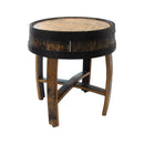 Amish-Made Rustic Barrel-Top End Table, Reclaimed Whiskey Barrel Table with Barrel Rings