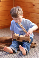 Wooden Toy Ladder Fire Truck, Kid-Safe Finish, Amish Made