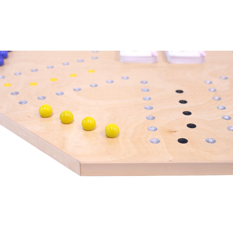 Wooden Marble Chase Game Set - Double-Sided 23" Wide Board