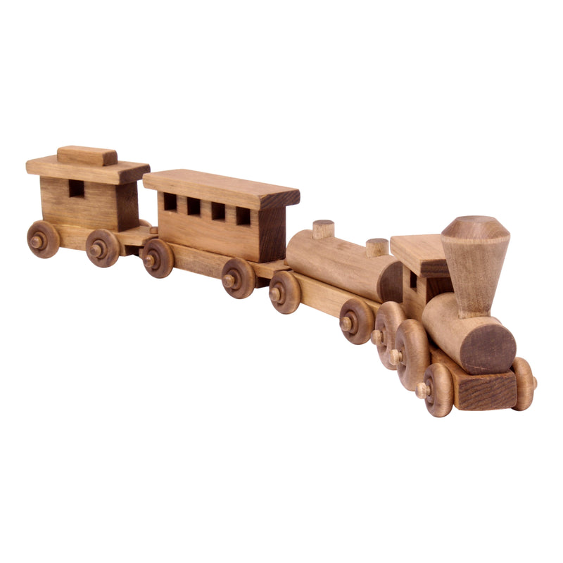 Wooden Toy Train Play Set, 24" Long, Kid-Safe Finish, Amish-Made