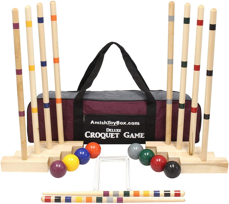 Amish-Made Family Tradition Croquet Set, 8-Player Wooden Croquet Game