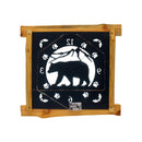 Large Rustic Wall Clock with 16" Analog Display, Pine Log Frame, Metal Wildlife Art Clock Face