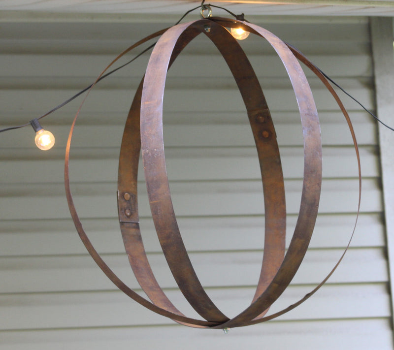 Rustic Hanging Plant Holder, Made with Reclaimed Whiskey Barrel Rings