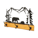 Rustic Coat Rack With 3 Hooks - Pine Wood Coat Hanger with Wilderness Metal Art Silhouette by AmishToyBox.com
