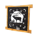 Large Rustic Wall Clock with 16" Analog Display, Pine Log Frame, Metal Wildlife Art Clock Face by AmishToyBox.com