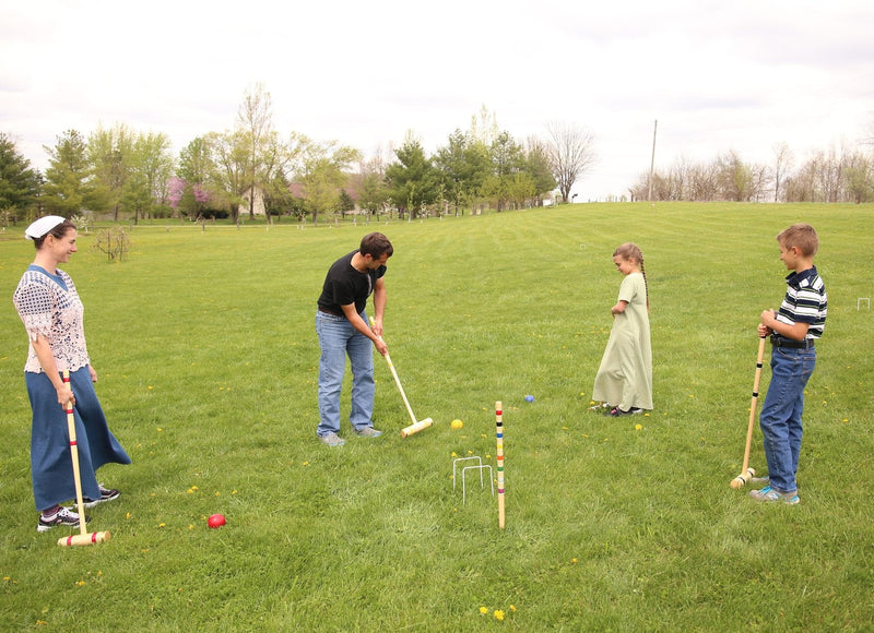 Deluxe Croquet Game Set, 6 Player, Amish-Made, With Wooden Holder