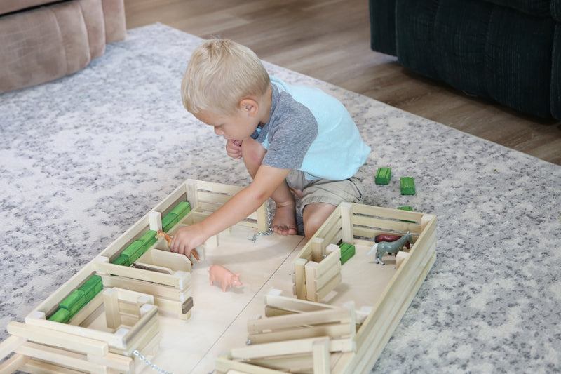 Amish-Made Wooden Folding Stock Yard Farm Toy