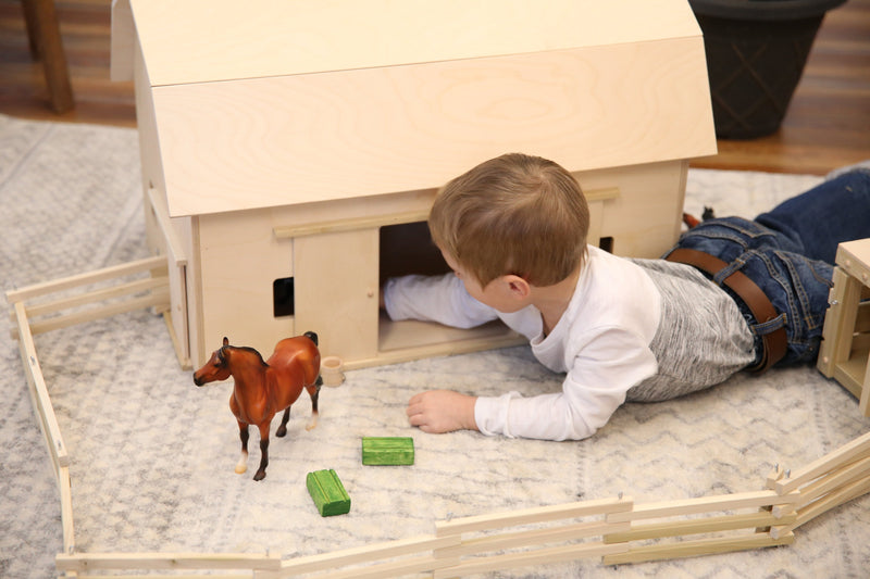 Amish-Made Large Wooden Hip-Roof Barn Toy, Unfinished