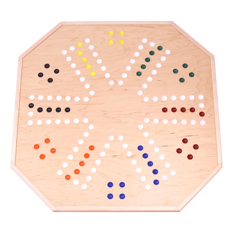 Wooden Marble Chase Board Game Set - 25" Wide Board - Double-Sided