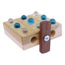 Wooden Marble Tic Tac Toe Game with Built-in Storage for Marbles