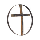 Rustic Reclaimed Barrel Cross Wall Art, Large 23" Diameter Religious Wall Decor, Amish-Made
