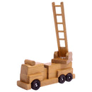 Wooden Toy Ladder Fire Truck, Kid-Safe Finish, Amish Made