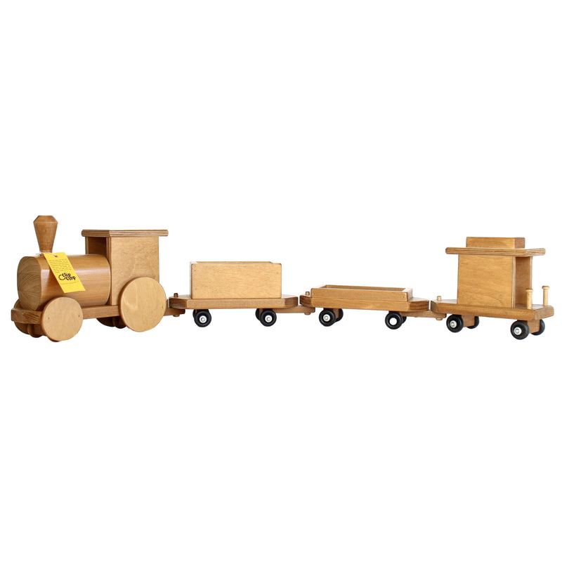 Amish-Made Large Wooden 40" Freight Train Toy Set, Kid-Safe Finish