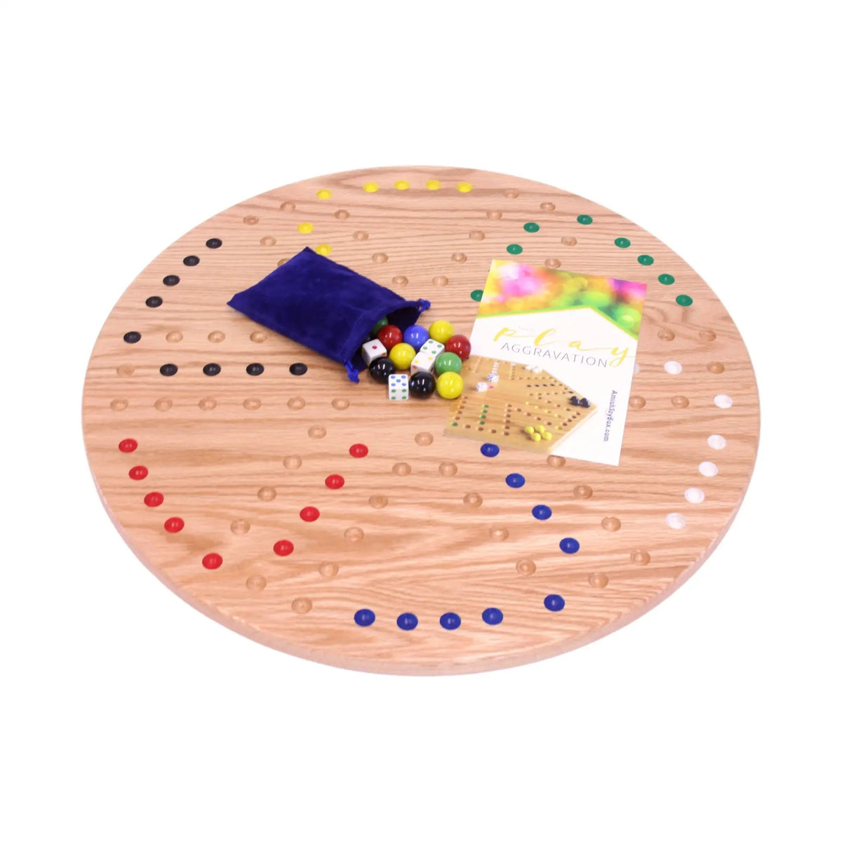Round Aggravation Game Board Set - Solid Oak Wood - Double-Sided, photo 9 of 12