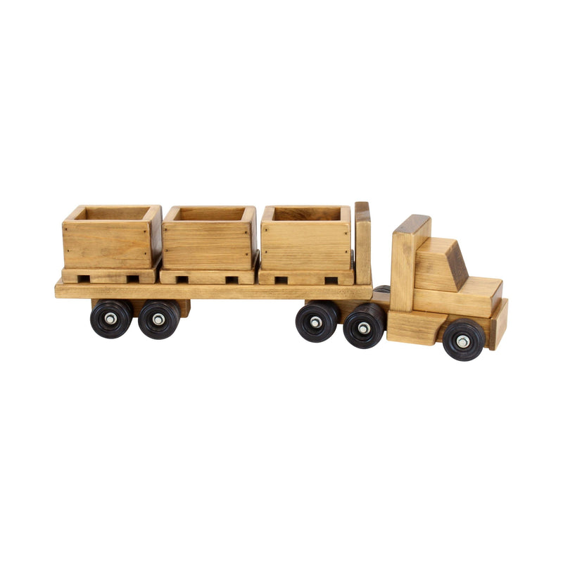 Large Wooden Semi Bin Truck and Trailer Toy Set with Forklift