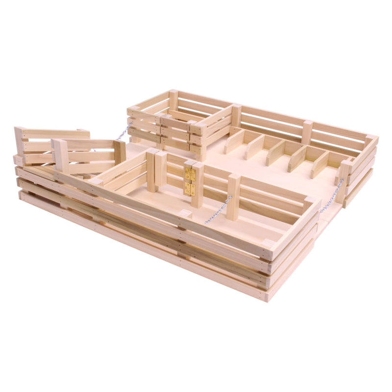 Amish-Made Wooden Folding Stock Yard Farm Toy