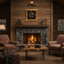 Large Rustic Wall Clock with 16" Analog Display, Pine Log Frame, Metal Wildlife Art Clock Face