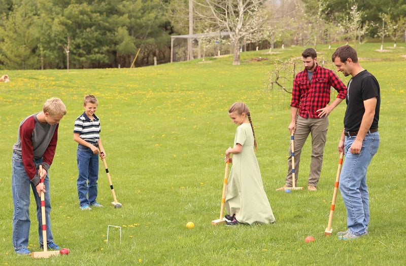 Family Tradition Croquet Set, 8-Player Wooden Croquet Game