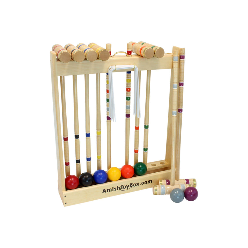 Deluxe 8-Player Croquet Game Set, Wooden Holder or Duffel Carry Bag