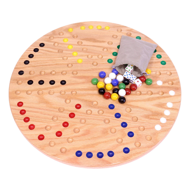 Round Aggravation Game Board Set - Solid Oak Wood - Double-Sided