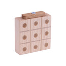Wooden Marble Tic Tac Toe Game with Built-in Storage for Marbles