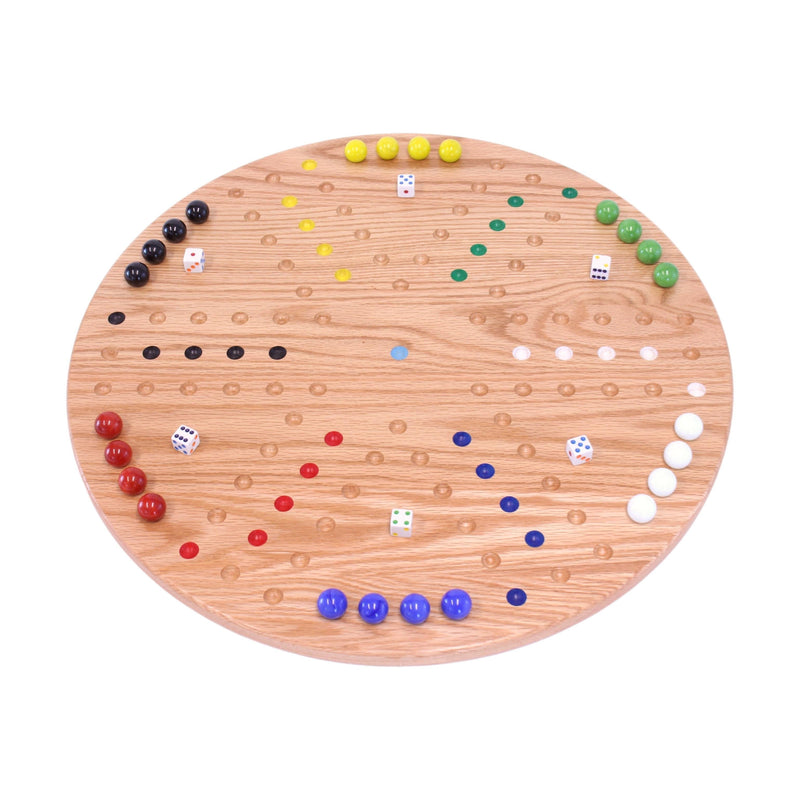 Round Aggravation Game Board Set - Solid Oak Wood - Double-Sided