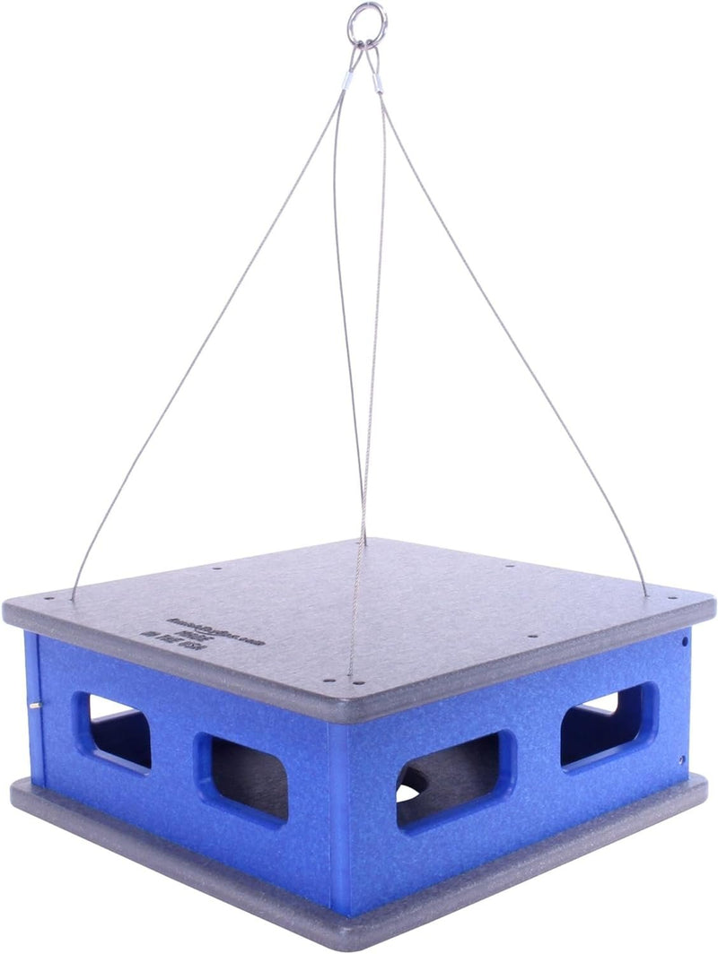 Bluebird Feeder - Hanging Block House Mealworm Feeder for Bluebirds - Amish-Made with Poly Lumber