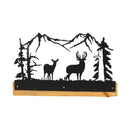 Rustic Coat Rack With 3 Hooks - Pine Wood Coat Hanger with Wilderness Metal Art Silhouette