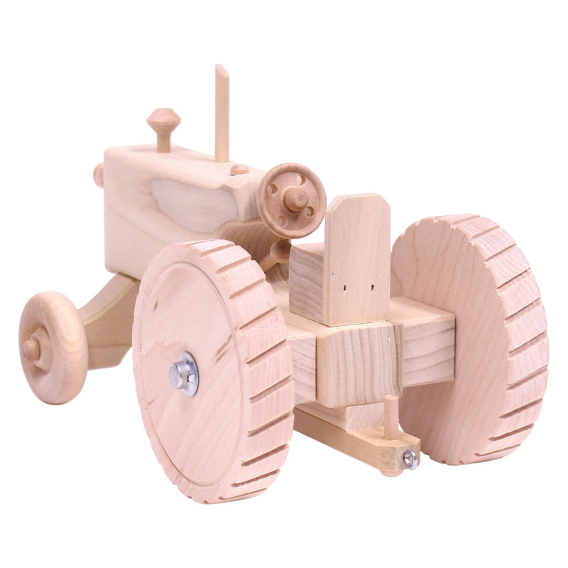 Amish-Made Wooden Toy Tractor With Hitch, Unfinished