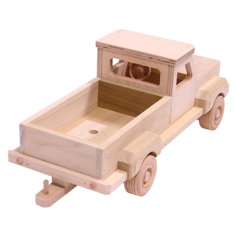 Amish-Made Wooden Pickup Truck Toy, Unfinished Wood