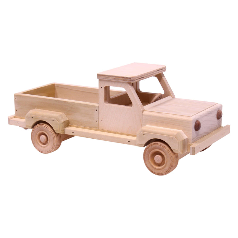 Amish-Made Wooden Pickup Truck Toy, Unfinished Wood