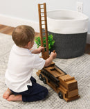 Wooden Toy Ladder Fire Truck, Kid-Safe Finish, Amish Made