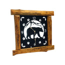 Large Rustic Wall Clock with 16" Analog Display, Pine Log Frame, Metal Wildlife Art Clock Face by AmishToyBox.com
