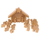 AmishToyBox.com Wooden Nativity Manger Scene Set, 14 Pieces