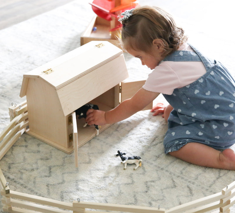 Mini Wooden Barn Toy, Hip Roof Barn Design, Amish-Made