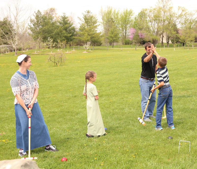 Deluxe Croquet Game Set, 6 Player, Amish-Made, With Wooden Holder