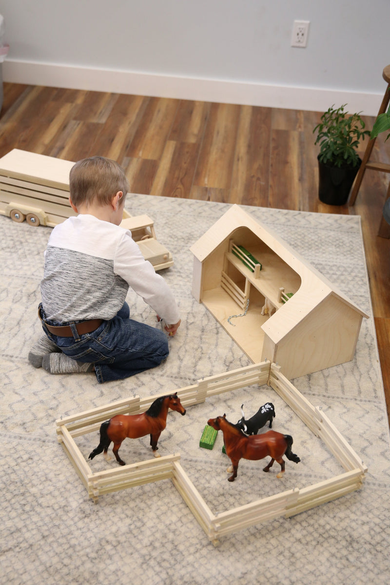 Wooden Folding Corral Fence Toy, Amish-Made, Unfinished Wood