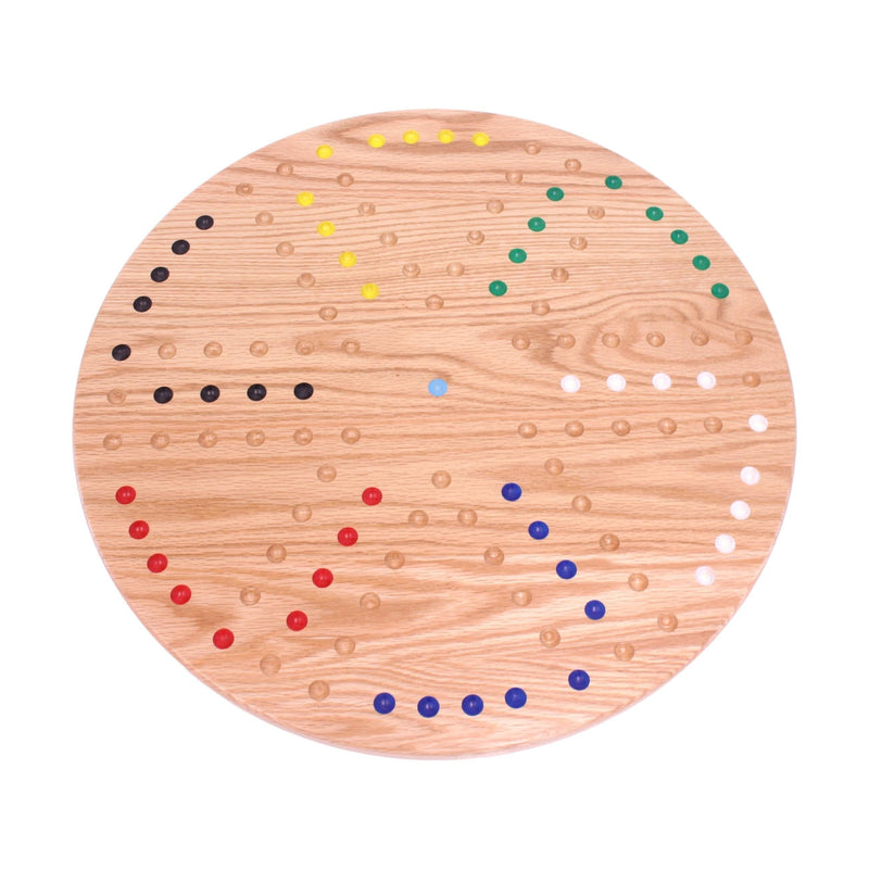 Round Aggravation Game Board Set - Solid Oak Wood - Double-Sided