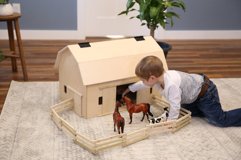 Wooden Folding Corral Fence Toy, Amish-Made, Unfinished Wood