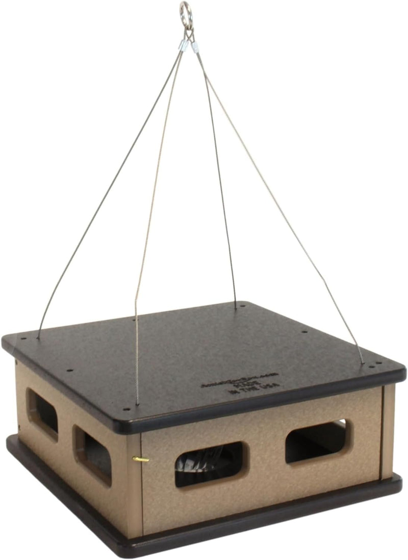 Bluebird Feeder - Hanging Block House Mealworm Feeder for Bluebirds - Amish-Made with Poly Lumber