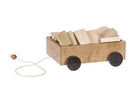 Amish-Made Wooden Toddler Pull Wagon Toy with Wood Building Blocks by AmishToyBox.com