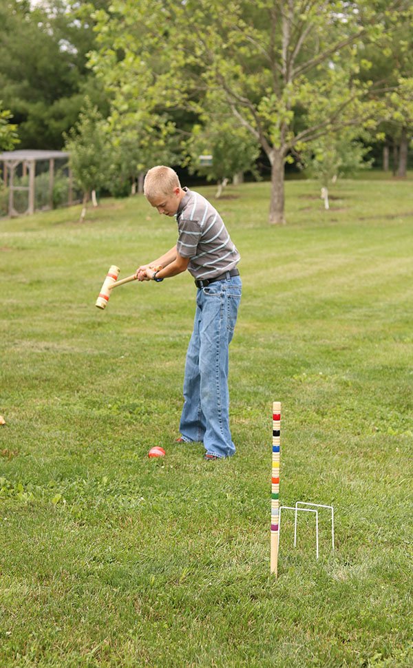 Deluxe Croquet Game Set, 6 Player, Amish-Made, With Wooden Holder