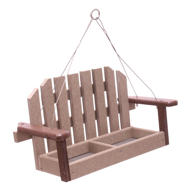 Amish-Made Porch Swing Bird Feeder, Eco-Friendly Poly Lumber Hanging Decorative Bird Feeder