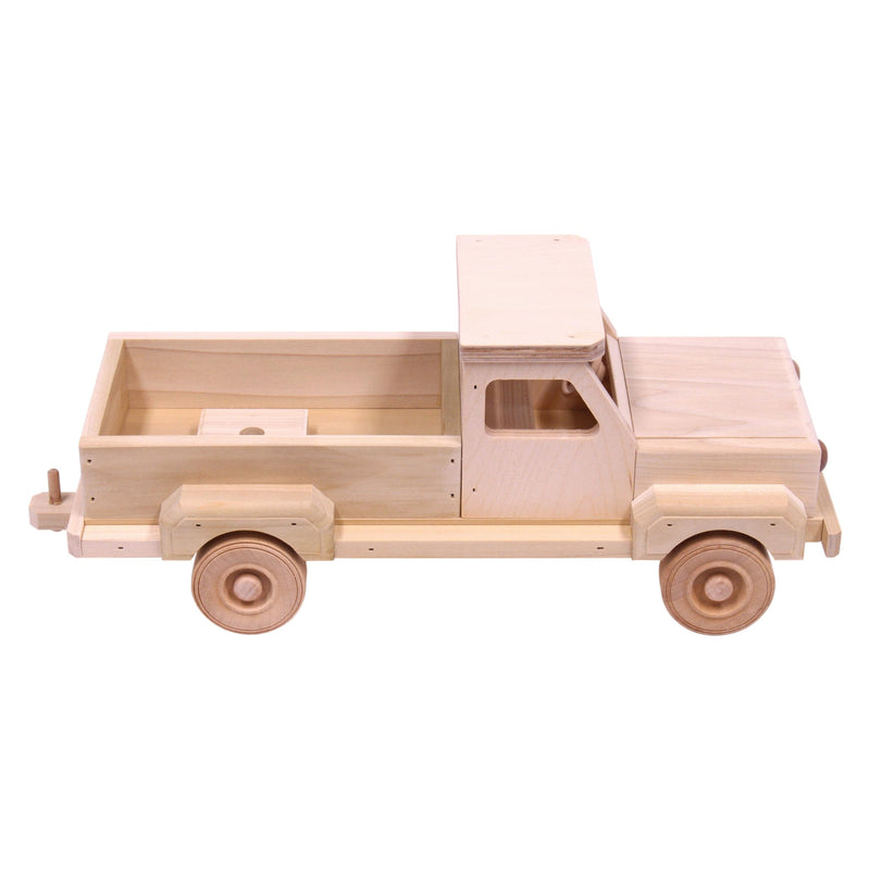 Amish-Made Wooden Toy Pickup and Gooseneck Trailer Set